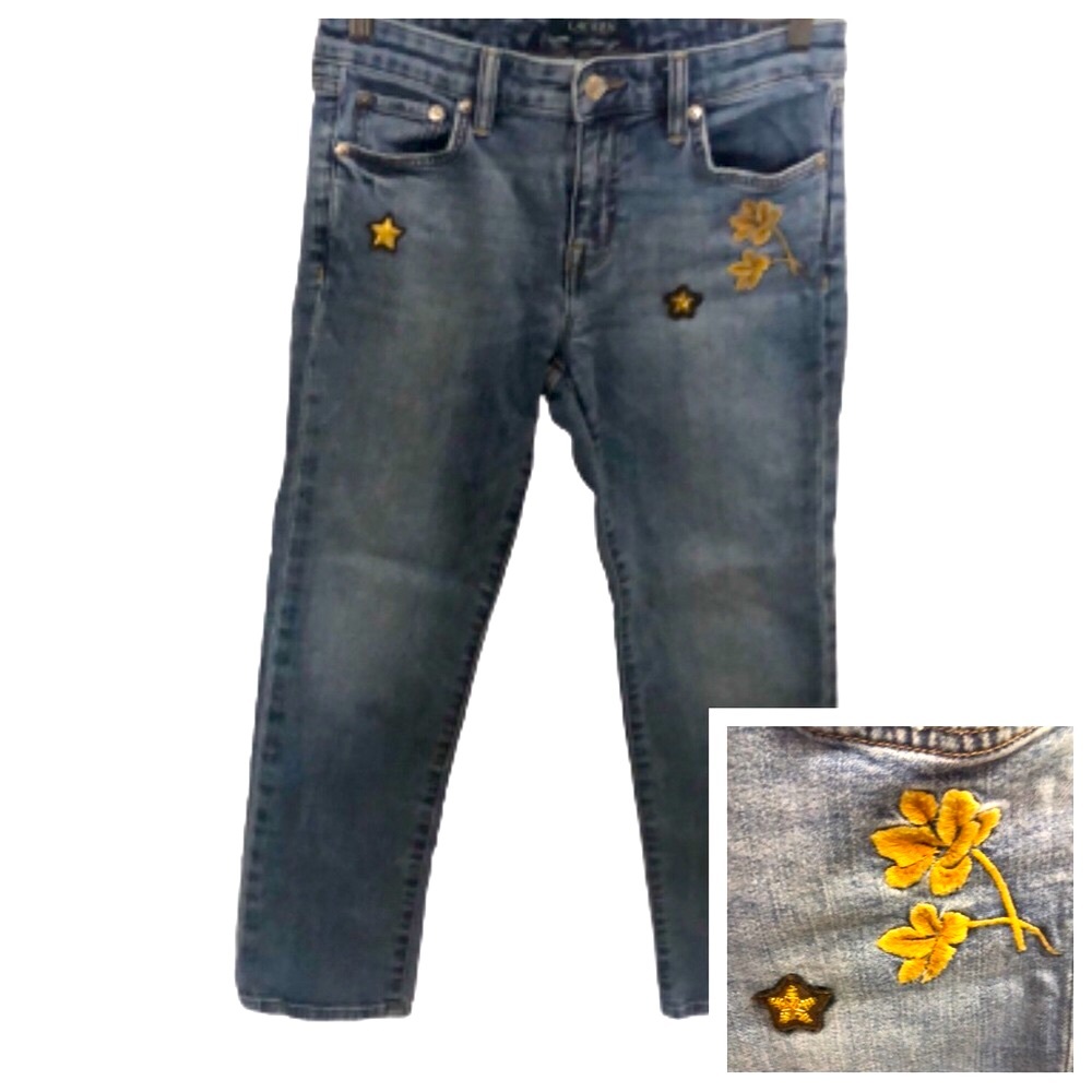 LAUREN RALPH LAUREN ESTATE STRAIGHT LEG EMBROIDERED JEANS • Sz 4P